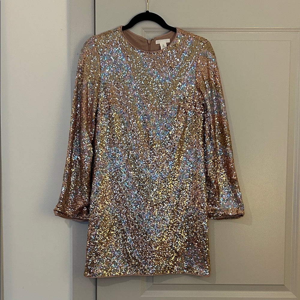 H&M Blush Sequin Party Mini Dress